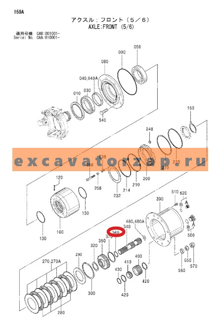 Кольцо стопорное 0884540 моста экскаватора HITACHI ZX130W, ZX130W-AMS, ZX160W, ZX160W-AMS
