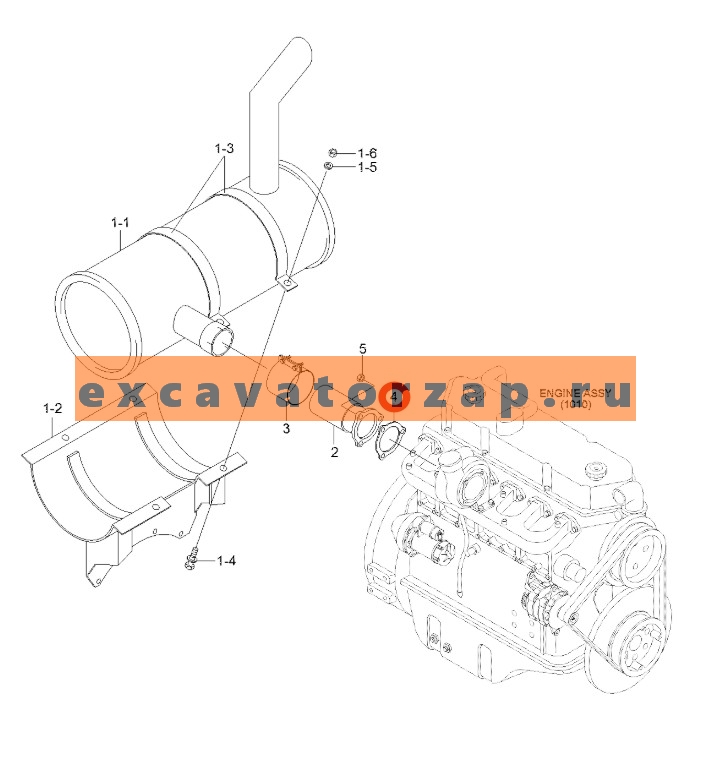 Прокладка (турбонагнетатель-патрубок выпуска ОГ) 11EE-31041 экскаватора HYUNDAI