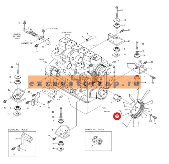 Вентилятор 11N6-00340 (аналог, КНР) охлаждения двигателя экскаватора HYUNDAI R210, R215