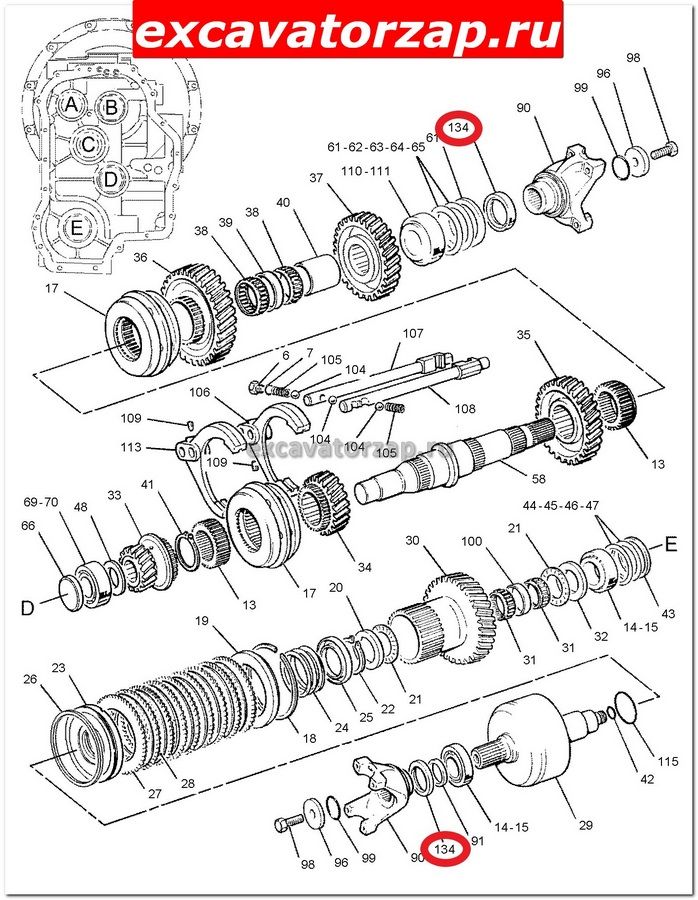 Сальник F03/40055, F0340055 (Хвостовика фланца КПП F03/40063, F0340063) экскаватора погрузчика Hidromek 102S