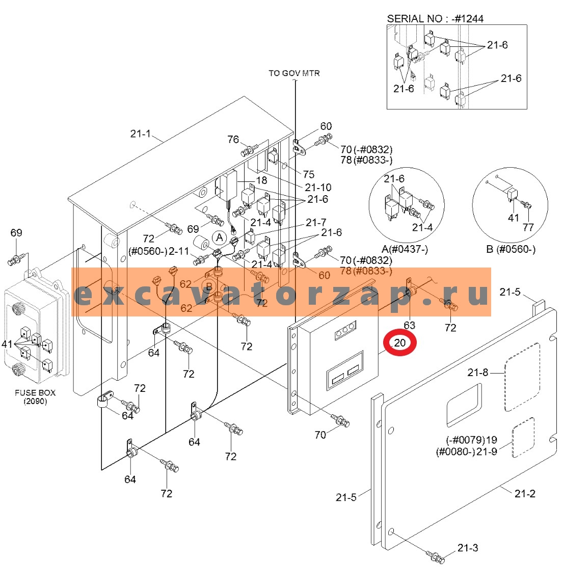 Контроллер 21N5-20020 (ЭБУ, электронный блок управления, бортовой компьютер) экскаватора HYUNDAI R170W7