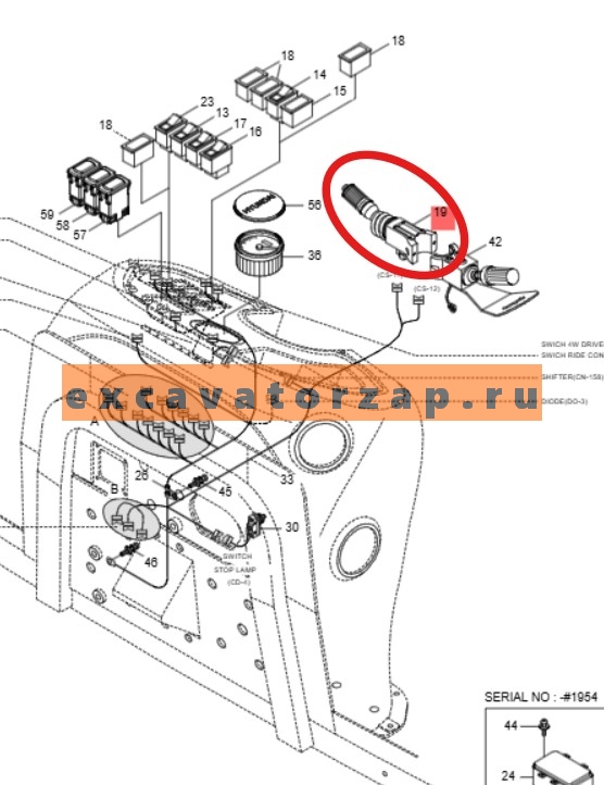 Переключатель подрулевой 21U2-02400 (свет, поворотники) экскаватора погрузчика HYUNDAI H940S