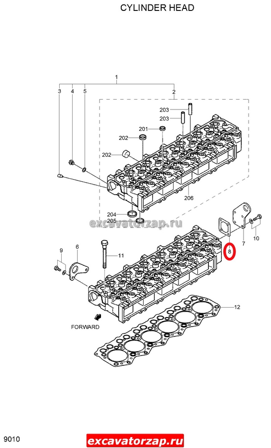 Прокладка головки блока цилиндров боковая XJAF-00575 экскаватора Hyundai