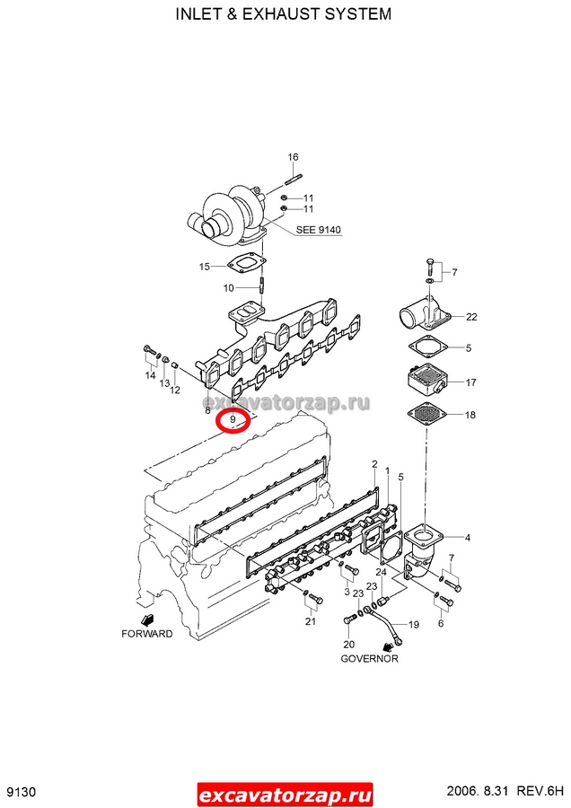 Прокладка впускного коллектора 32B32-00200 двигателя экскаватора HYundai