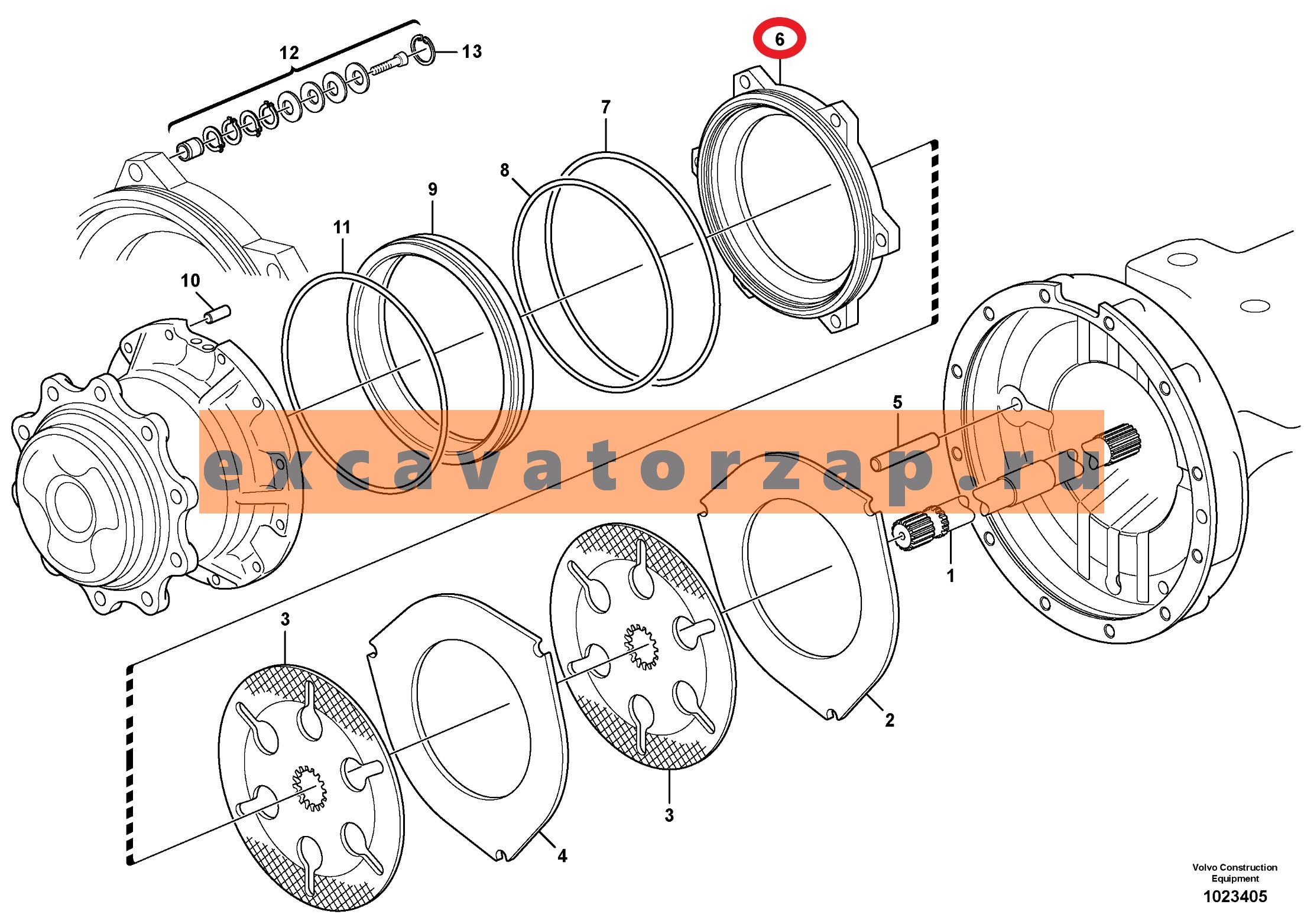 Поршень тормозной VOE11716583 заднего моста экскаватора погрузчика Volvo BL61, BL71