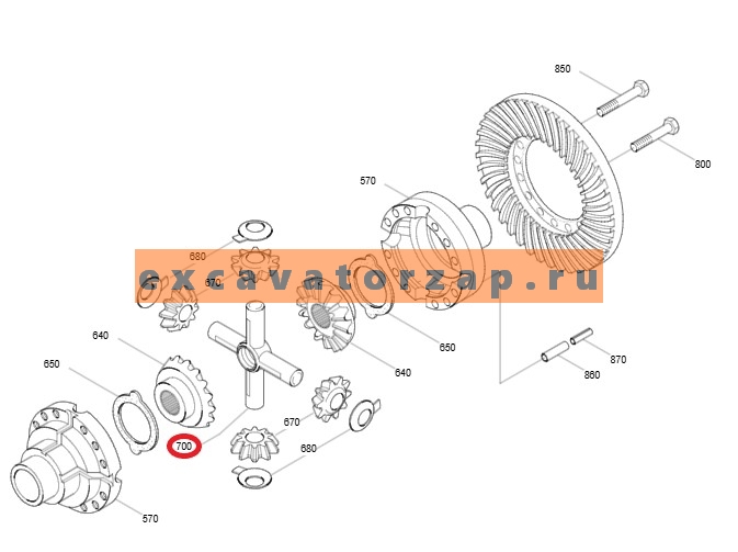 Крестовина дифференциала 0887207 дифференциала переднего, заднего мостов экскаватора HITACHI UCX300, ZX210W, ZX210W-AMS, ZX300W