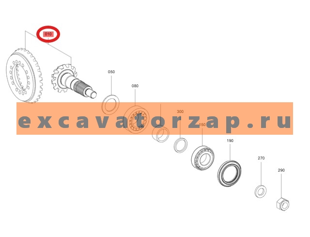 Главная пара 4475.205.092, 4475205092, 4475-205-092 (аналог, Турция) переднего моста экскаватора погрузчика HYUNDAI H940S