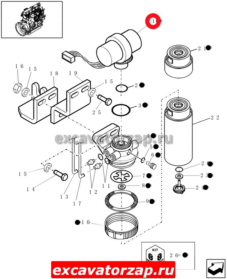 Насос подкачки топлива 87802238 экскаватора погрузчика New Holland B90, B100, B110, B115