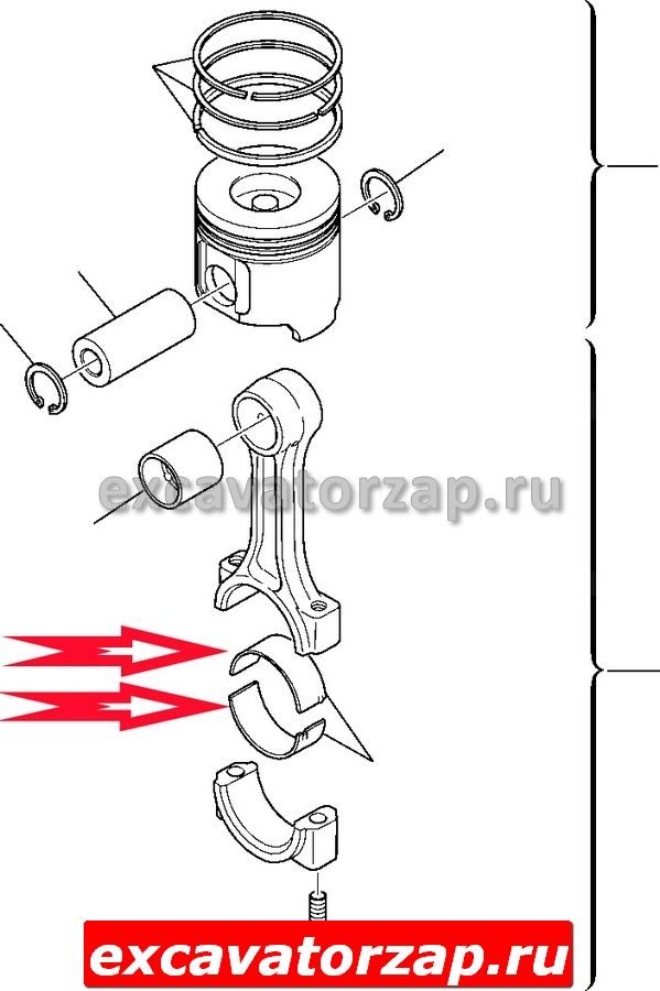 Вкладыши шатунные EA8093882 (STD) двигателя экскаватора Komatsu WB93, WB95 ...