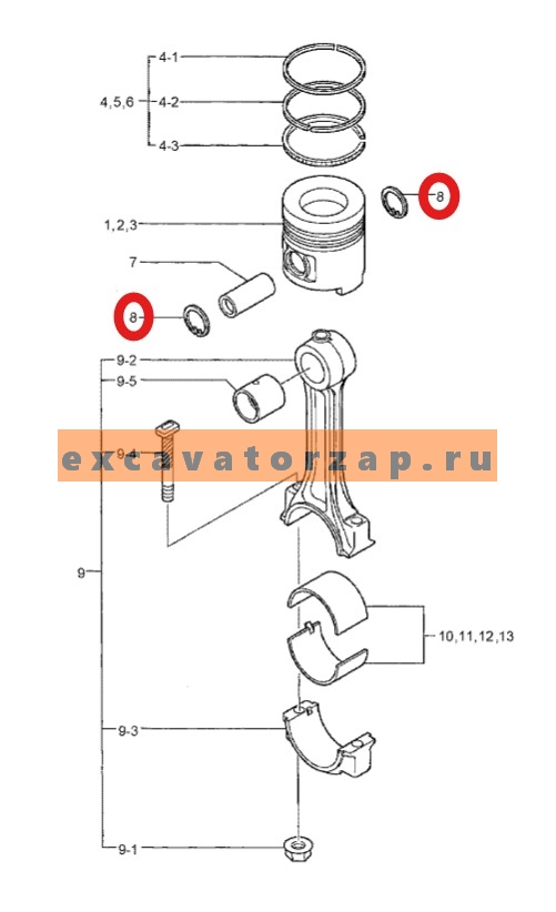 Кольцо стопорное XCCK-02068 (оригинал, HYUNDAI) пальца поршня двигателя экскаватора HYUNDAI R160LC7, R160LC9S, R170W7, R170W9S, R180LC7, R180LC9S, R180W9S