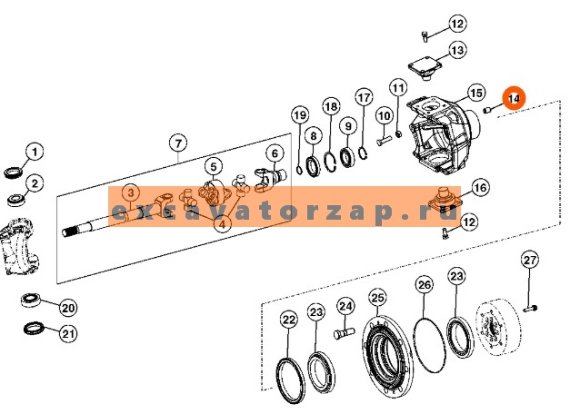 Втулка ZGAQ-03400 крепления коронной шестерни переднего моста экскаватора погрузчика Hyundai H940S