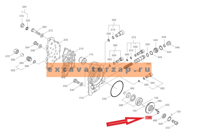 Кольцо стопорное 0630.501.006, 0630501006, 0630-501-006 насоса КПП экскаватора HYUNDAI R140W, R170W, R180W, R200W, R210W