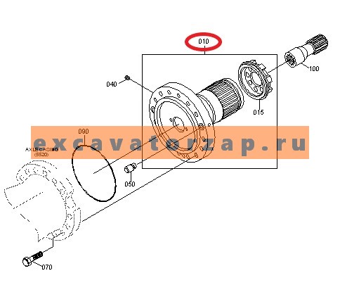 Ступица 4472.229.009, 4472229009, 4472-229-009 заднего моста экскаватора Doosan